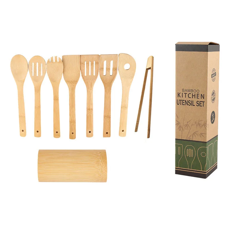 

Wholesale Kitchen Accessories Bamboo Spatula Set Kitchen Utensils Cooking Tools, Natural