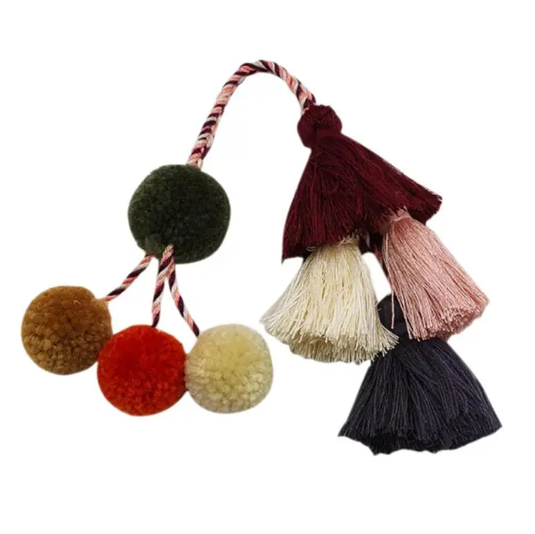 

Fashion Cotton Thread Tassel Pom Keychain Key Chain Handbag Hanging Accessories, Picture show