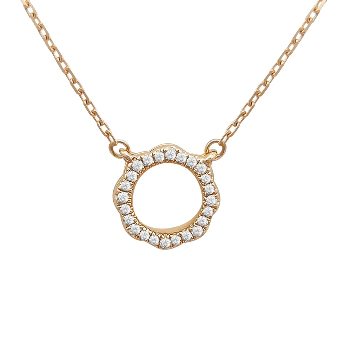 

Classic Round Shape 18K Gold Chain Link Necklace 18K Real Gold Diamond Circle Charm Necklace Jewelry