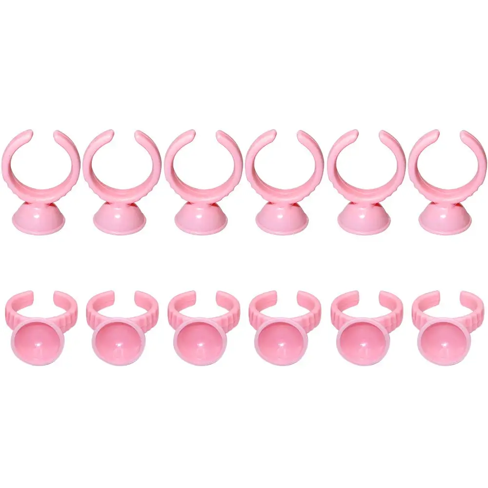

Factory Price for Disposable Eyelash Extension Pink Glue Rings 100pcs/pack Plastic Tattoo Pigment Ring Ink Cups Holder