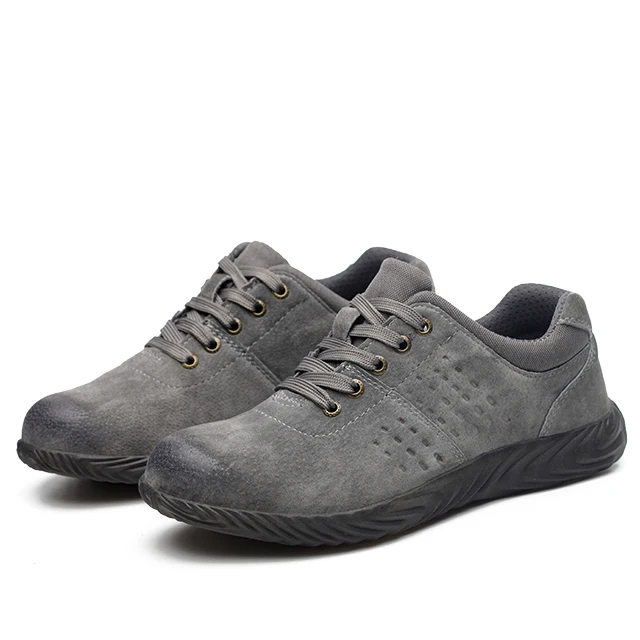 

Pigskin anti-smashing, acid and alkali resistant safety shoes, Grey