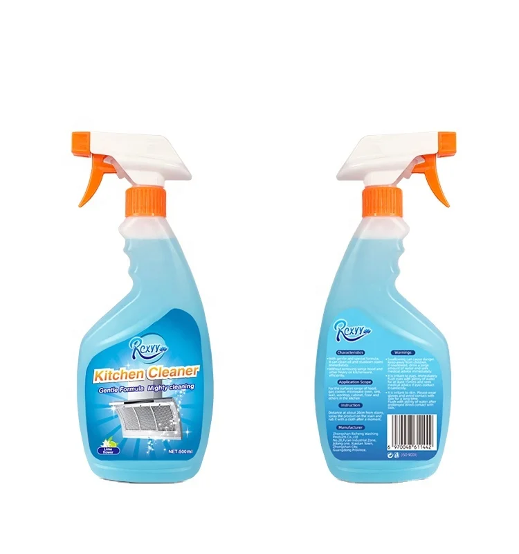 

500ml Eco-friendly Trigger Sprayer Strong Oil Stain Removal Blue Liquid Kitchen Detergent Cleaner