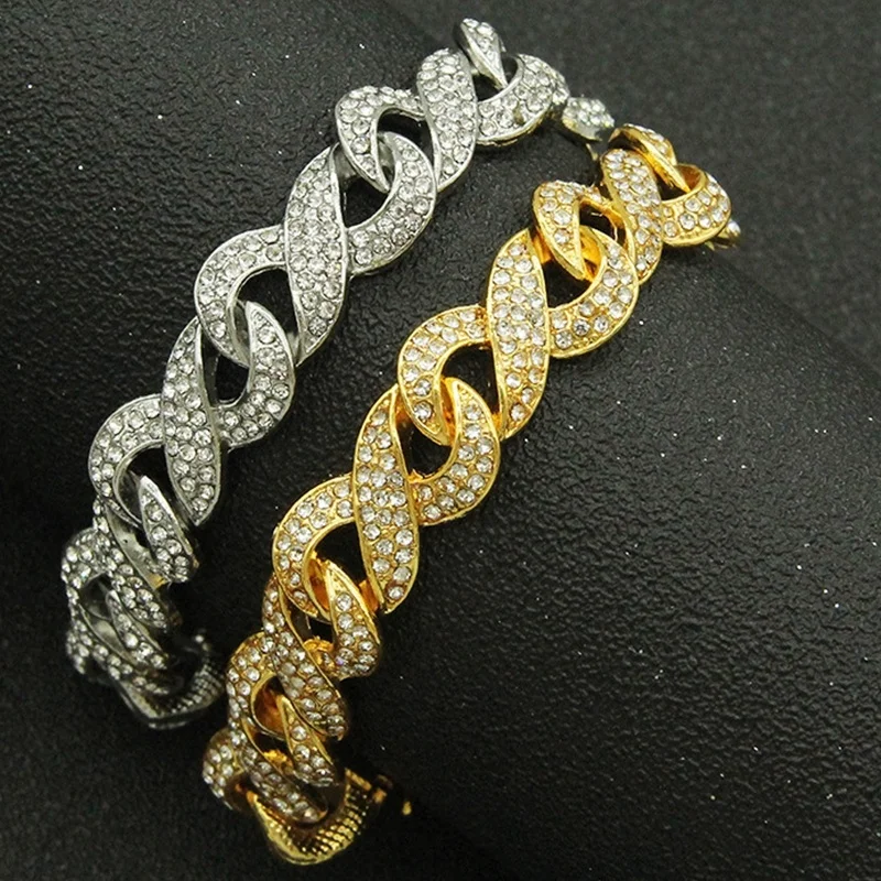 

2022 New Fashion Diamond Cuban Bracelet Gold Plated Infinity Cuban Link Bracelet