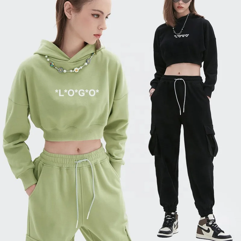 

Wholesale Women Clothing Customize Logo Fashion Long Sleeve Crop Top Pullover Plain Color Women's Hoodies Knitted Women Jumper, White,black,grey,green,blue,yellow