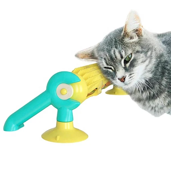 

Soft plastic with inside pet cat interactive rail toy with pull ball, Yellow