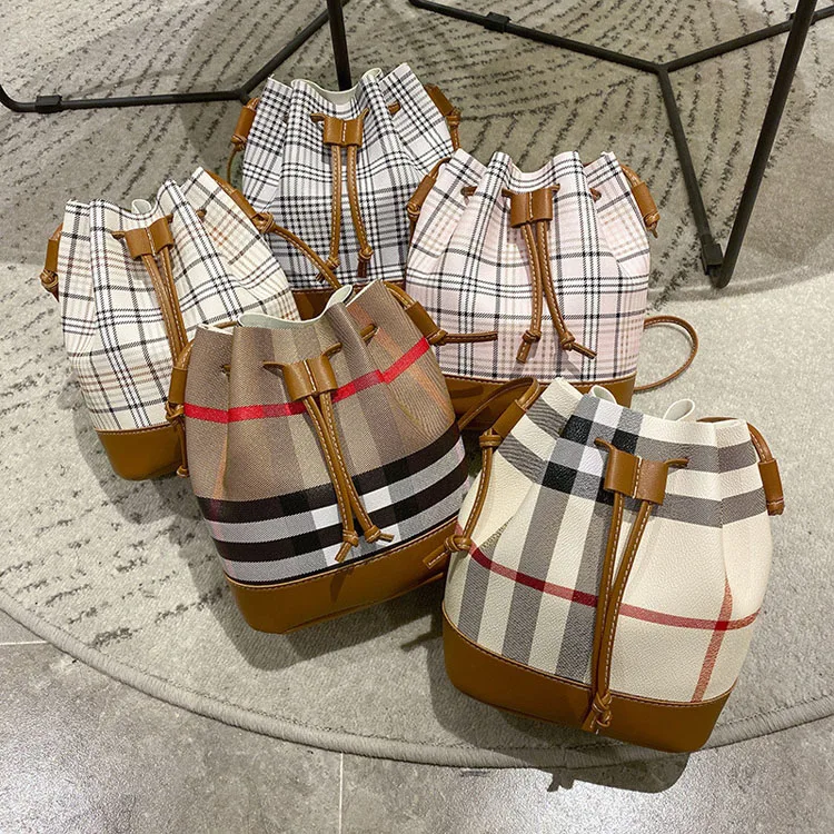 

Contrast Color plaid bucket bag Mini Small Bags Wholesale cheap mini handbags, 5colors