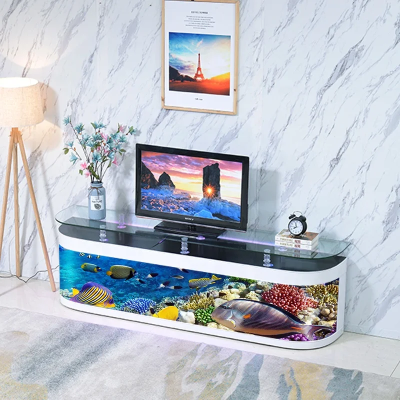 

Household furniture luxury glass table coffee table with aquarium tea table and fish tank, Transparent