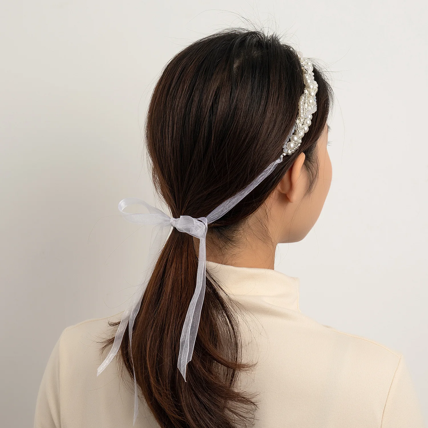 

ZUOWEN Korean fashion women pearl hair hoop hair accessories simple and lovely with silk hair band, Golden