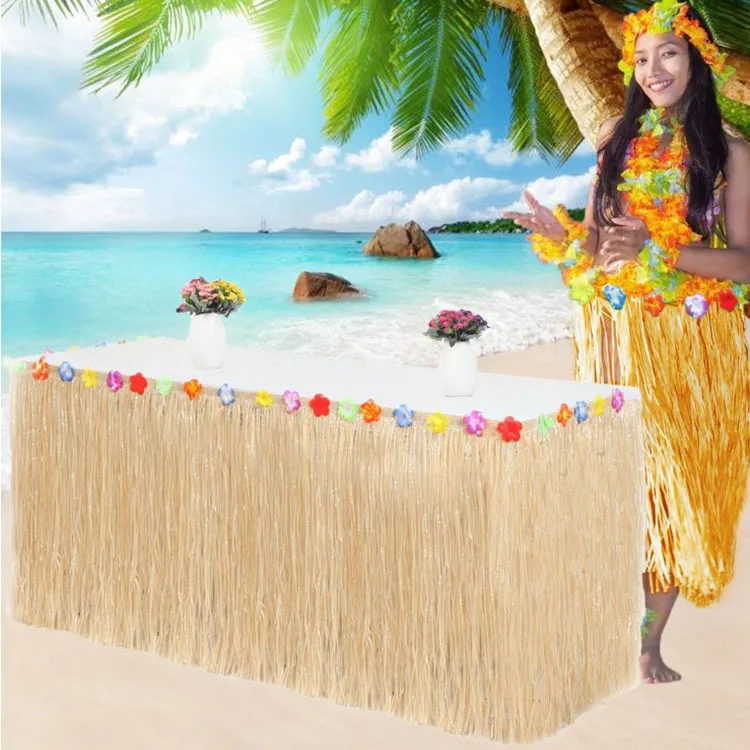 
American summer party table cover hawaiian beach hula table skirt 