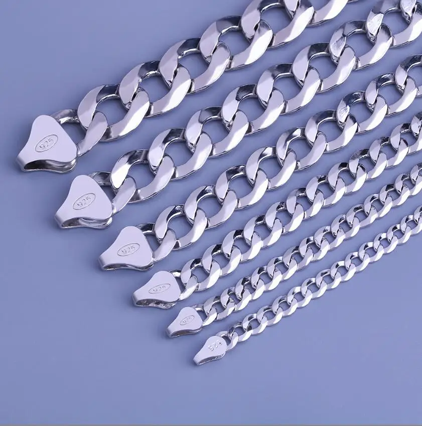 

pure 925 Silver jewelry Sterling Cuba Link Chain Cuban Necklace