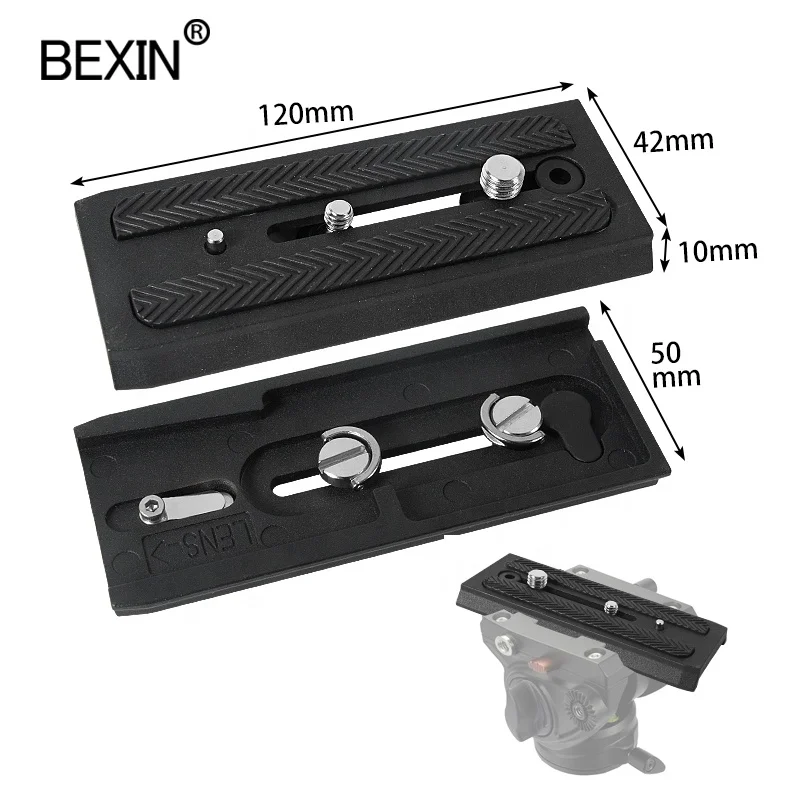 

BEXIN camera accessories 120mm aluminium Camera quick release mounting adapter plate for Manfrotto 501 701 hydraulic tripod head, Matt black