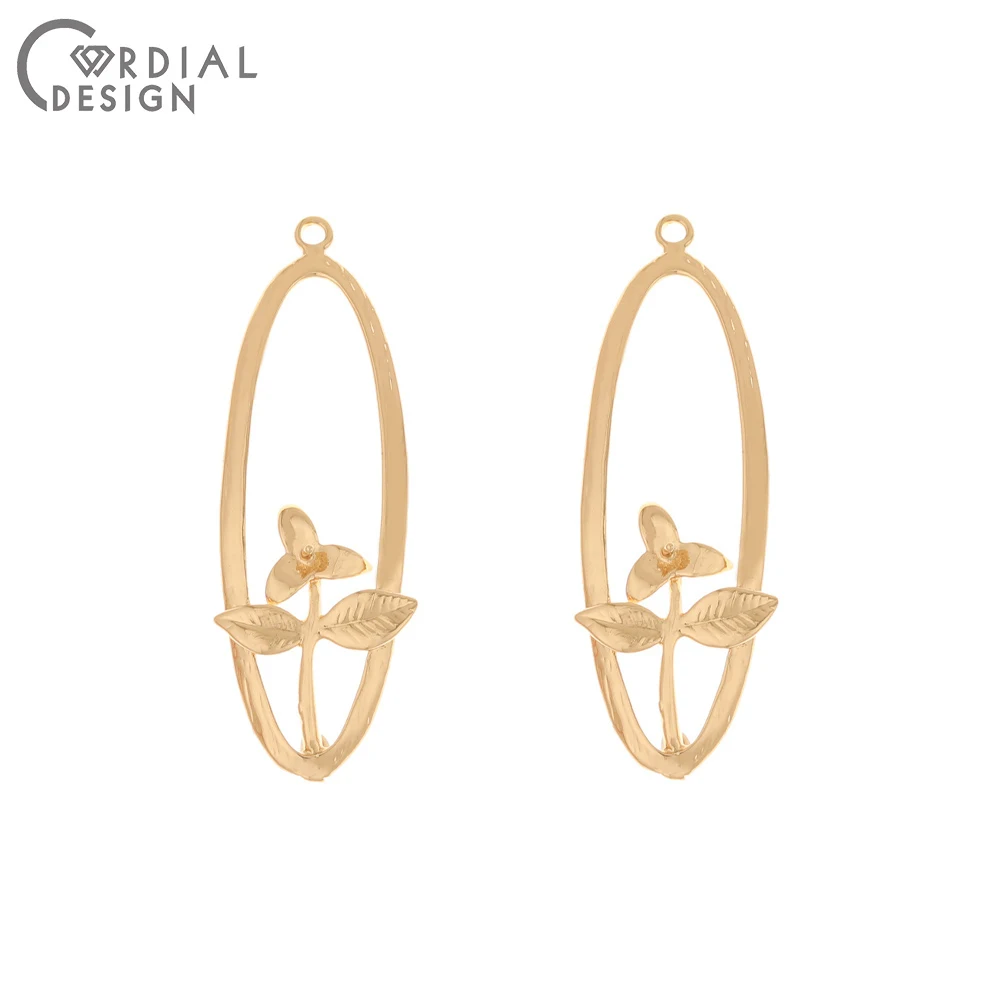 

Jewelry Accessories Cordial Design 50Pcs 14*40MM Jewelry Accessories Charms Flower Shape Copper DIY Pendant Hand Made Earring
