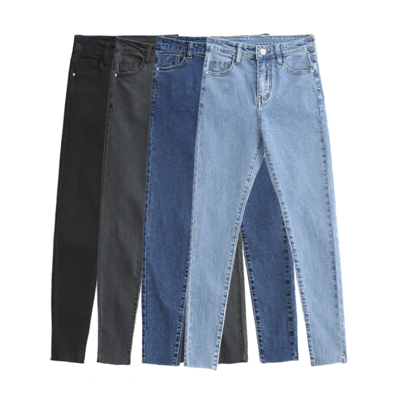 

Denim trousers for women 2021 new summer Korean women's versatile denim elastic pants for women, Blue