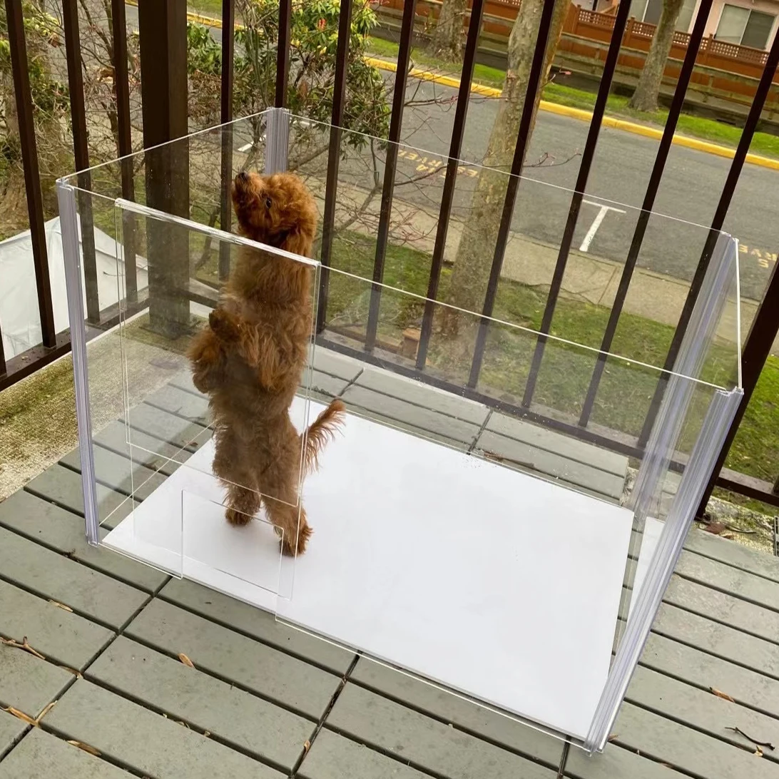 

DIY Transparent acrylic Foldable Yard Pet Fence Cage Pet Baby Dog cat Playpen, Clear