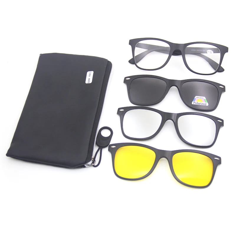 

Hot Selling UV400 TAC Clip On Polarized Driving Sunglasses 3 in 1 Magnetic reading optical glasses