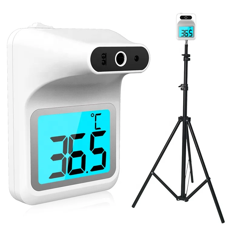 

Thermometer Scanner K3 Digital Non Contact Voice Led Mounted Automatic Counter Forehead Thermometer With Stand, White