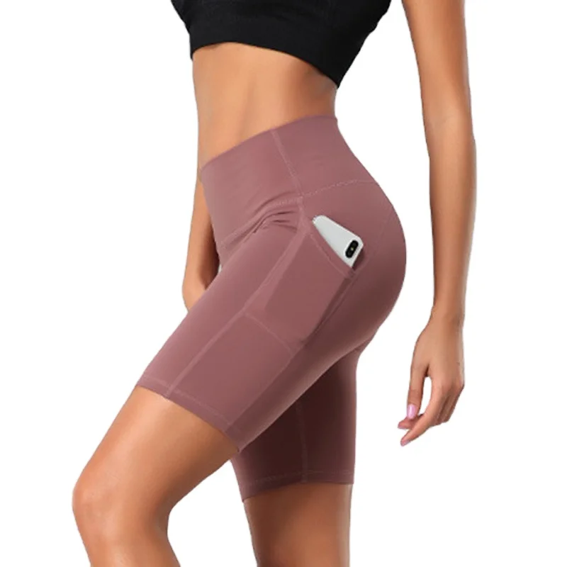 

2020 seamless high waist short yoga pants with packets for summer