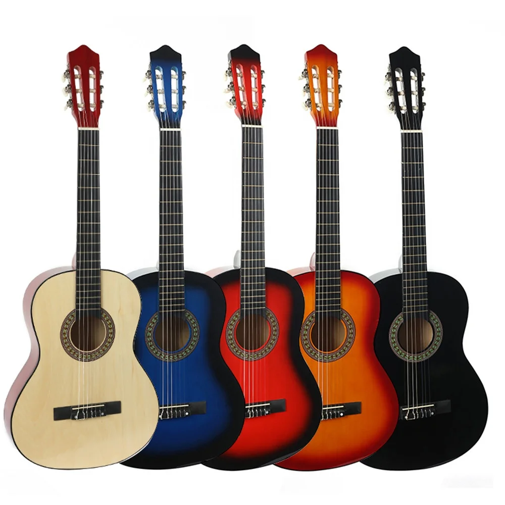 

Nylon 6 Strings Student Beginner Starter Wooden Right&left-hand Colorful Classical Guitar 39 Inch 4/4 Full Size Open Gear Adults