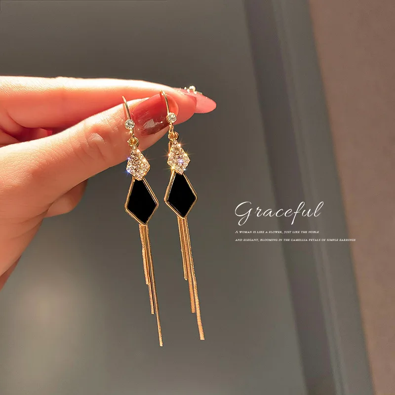 

new statement geometric trendy crystal womens dangle earrings