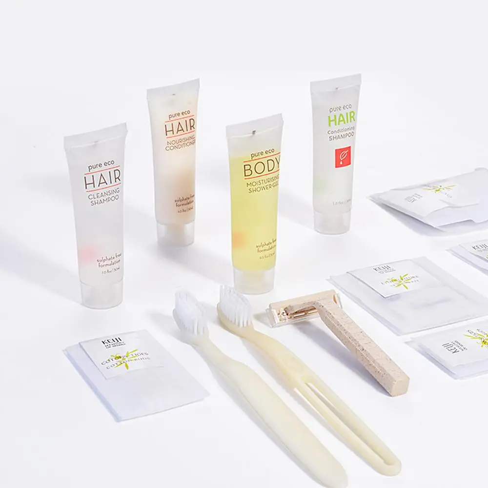 
Eco friendly hotel amenities biodegradable shampoo bottles biodegradable razor 