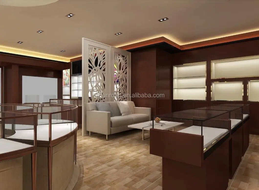 Luxurious Jewelry Store Interior Decoration Design Store Fixtures Jewellery Display Cabinet Display for sale