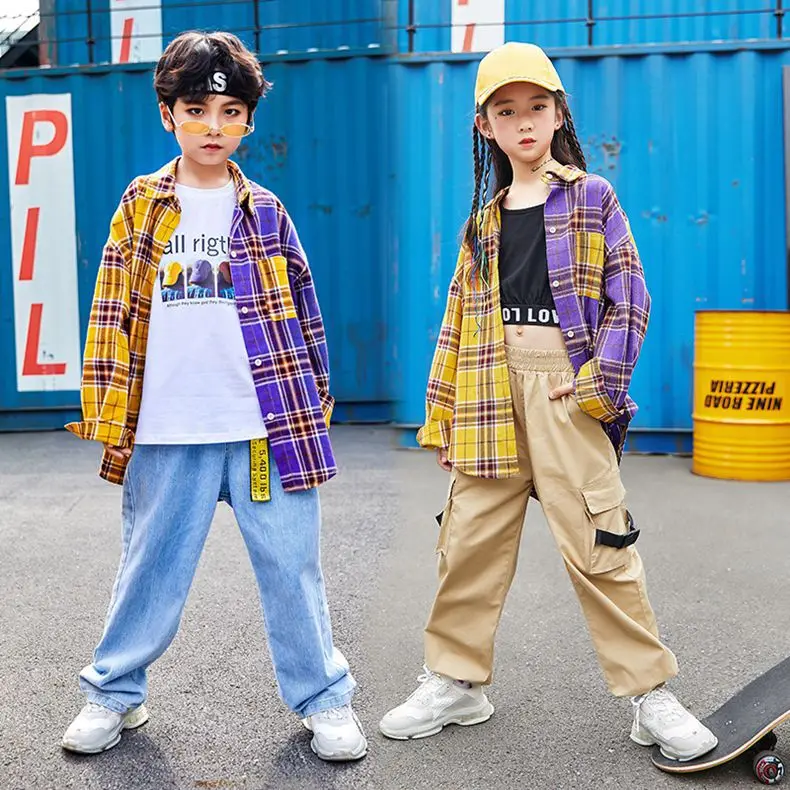 

Stage Competition Korean Style Jazz Hiphop Dance Costume Hip Hop Clothes Children Pop Street Dance Wear Suit for Kids Boys Girls