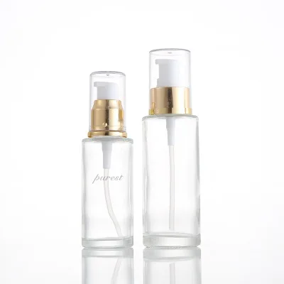 

Hot selling 20ml 30ml 40ml bottle glass pump bottles clear glass bottle for travel