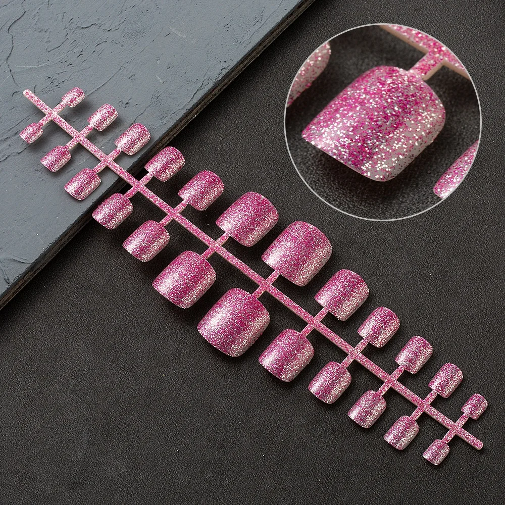 

Hot Sale Fluorescence Nails Watercolor Gel Nail Art Design Glitter Blooming False Toenails Chinese Style Nails, Multi color