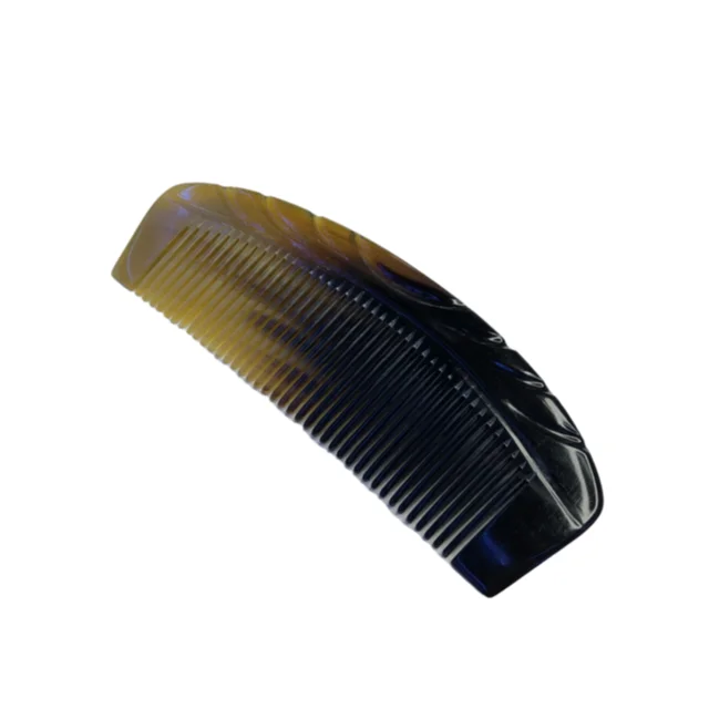 

customizable Large black flower dense tooth comb Horn material Hair Comb