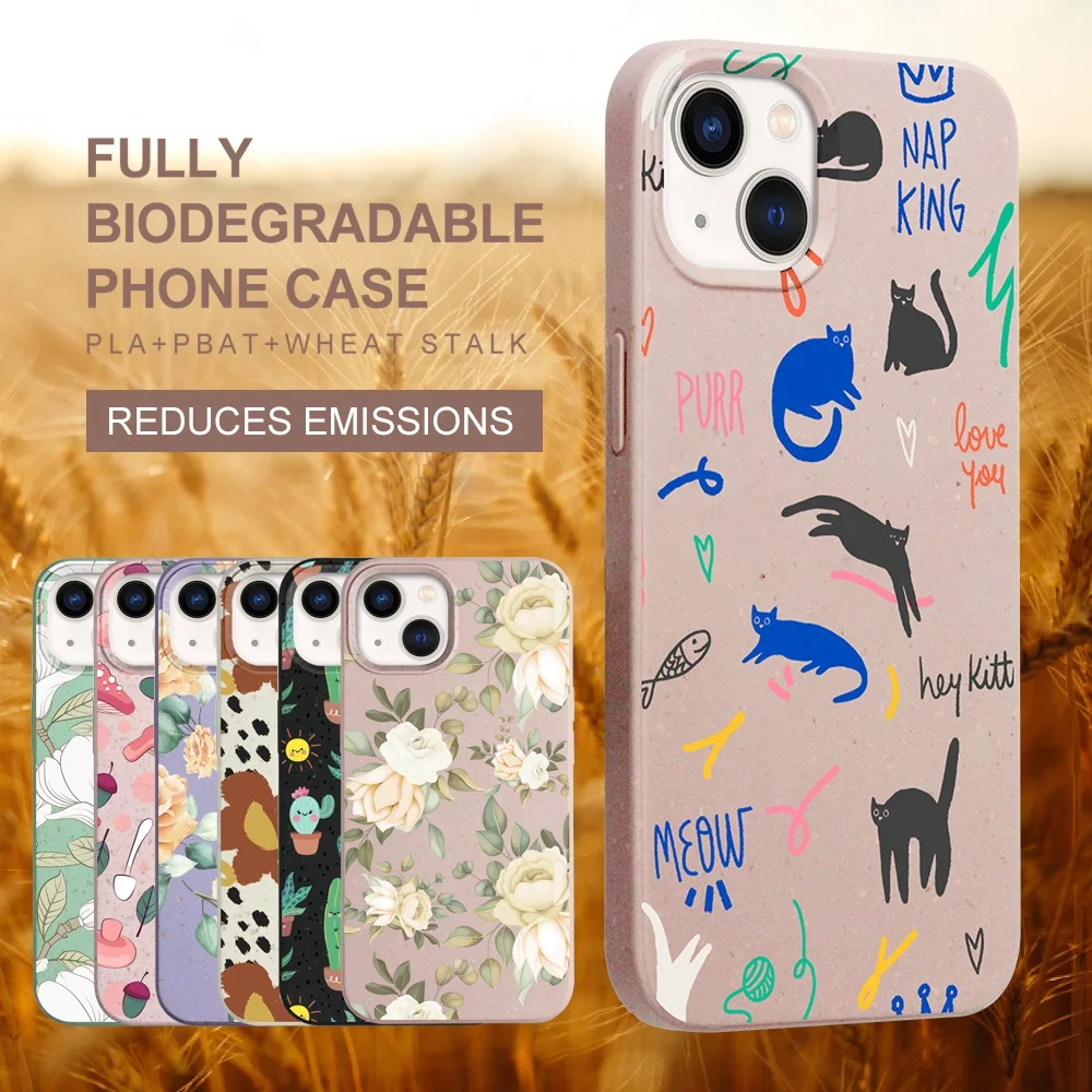 

Recycled Printing Engraved Ocean Degradable Plastics Phone Case For iPhone 11 12 pro max Compostable Eco Friendly Phone Covers