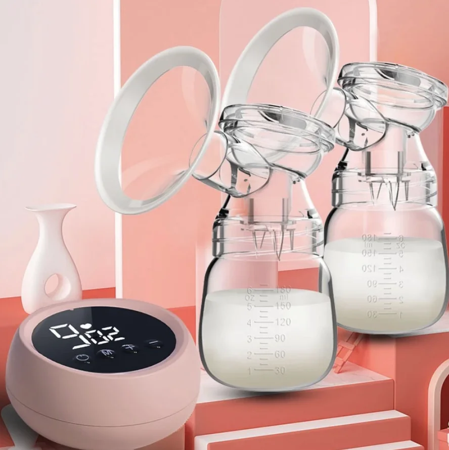 

Hospital grade double electric breast pump for breastfeeding with massage, Pink