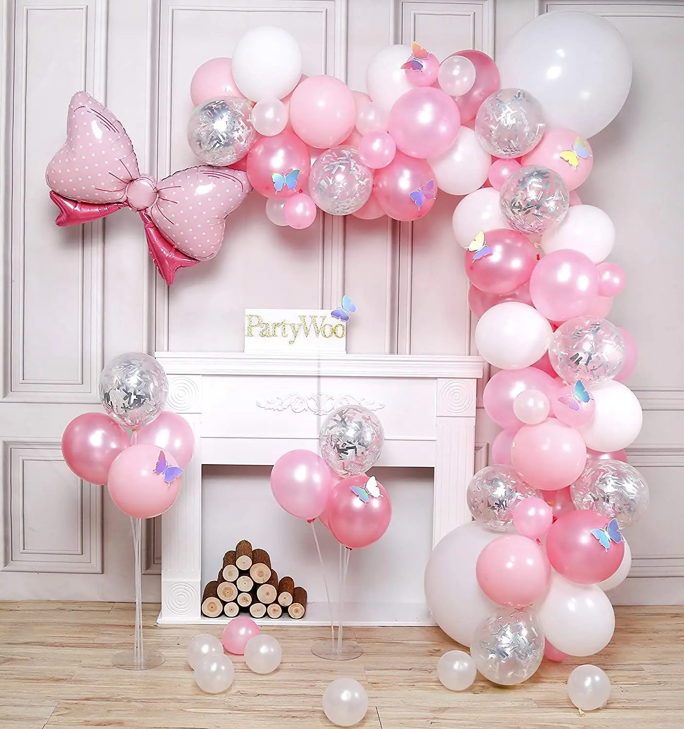 

GIGA new pink white pearl balloon chain set decorated latex balloons for birthday wedding confession party, Customized color