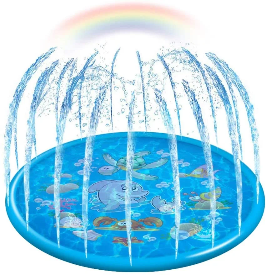 

Inflatable Sprinkler Pad Water Play Mat Sprinkle and Splash Play Mat for Outdoor Swimming Beach Lawn Children Kids, Blue/customized color