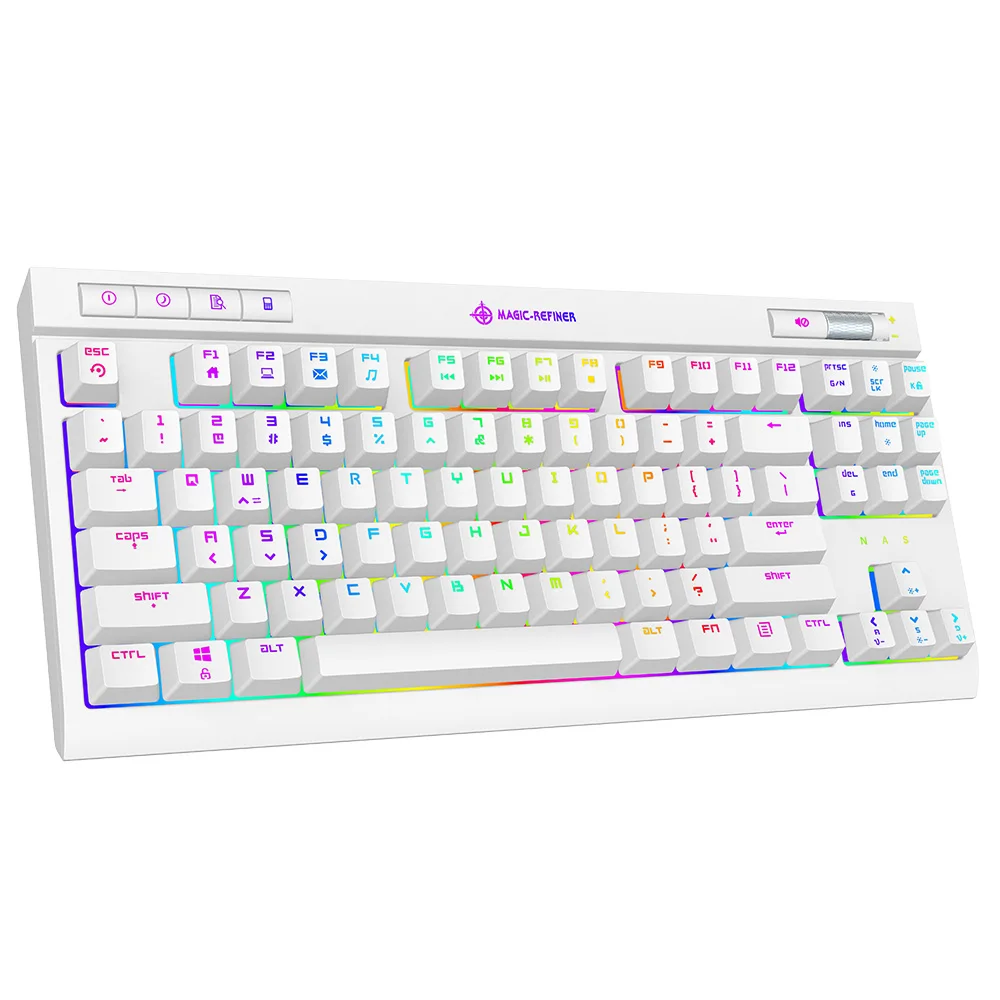 

2020 wholesale wired MK17 tkl 87keys 80% ergonomic with 18 colorful Led gaming mechanical keyboard, Black/ white
