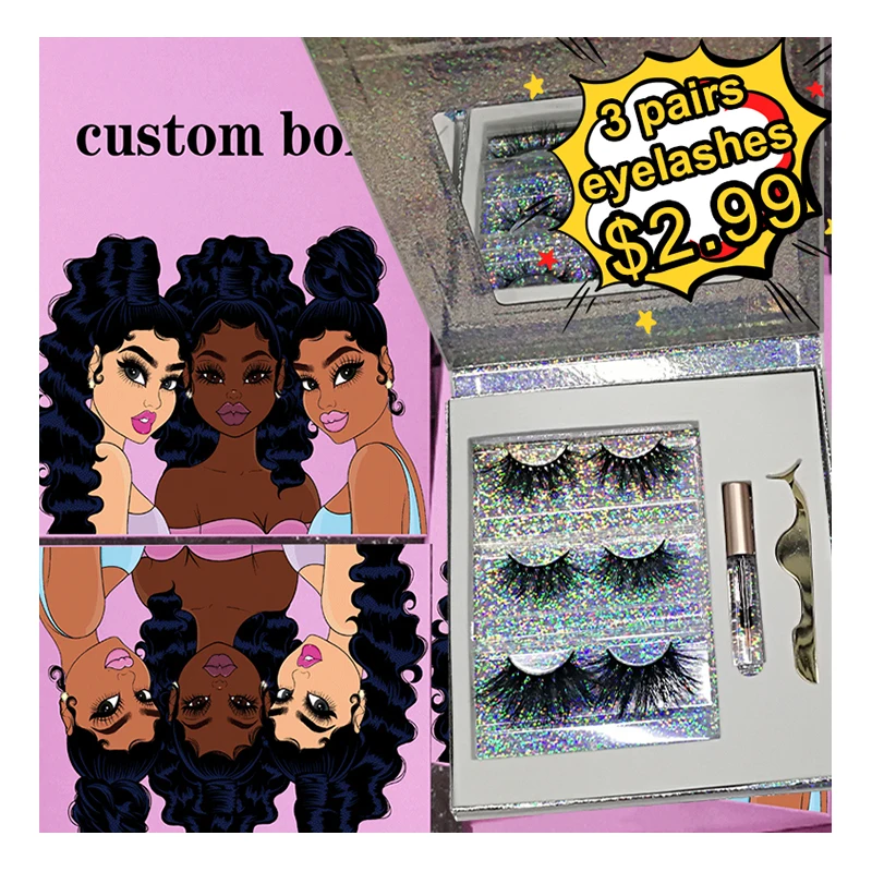 

Best Selling Super Fluffy Lashes3d Wholesale Vendor Eyelashes 25mm 3d Mink Eyelash With Eyelash Box Packaging, Black