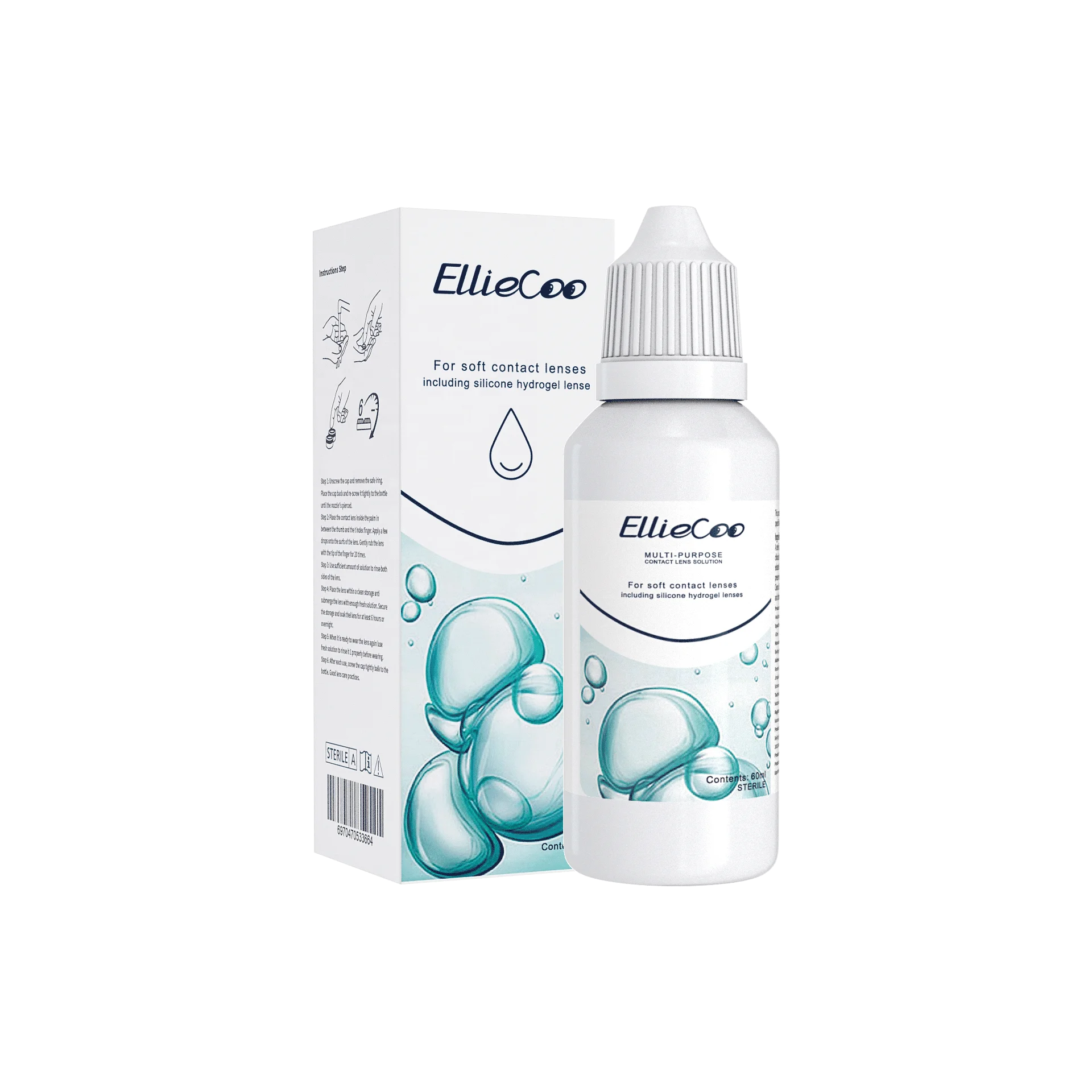 
Elliecoo Multi-Purpose contact lens cleaner wholesale Contact Lens Solution 60ml 