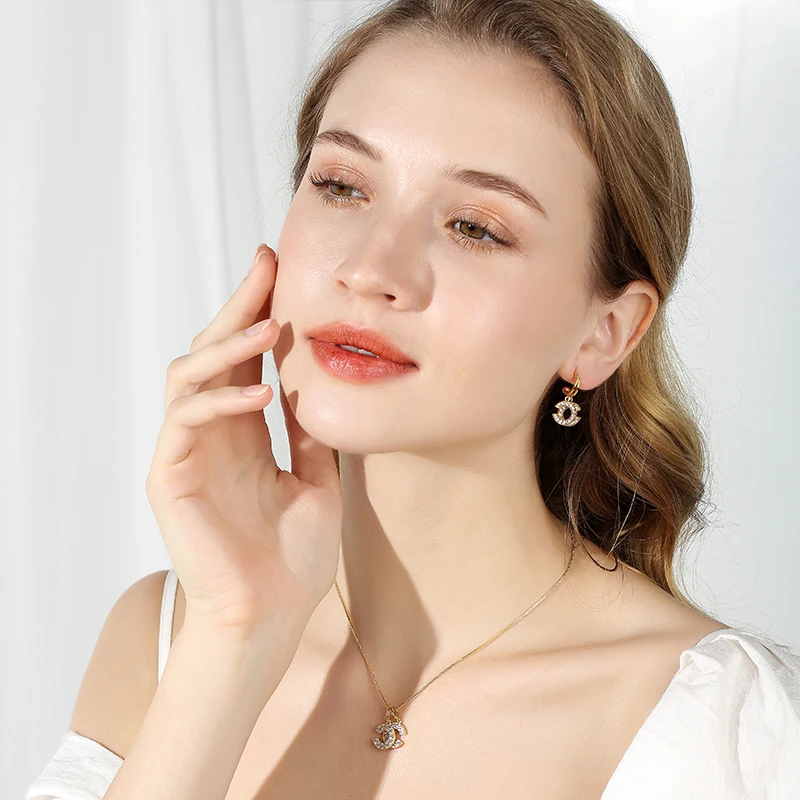 Dara Brand 925 Sterling Silver advanced  Double C earrings Women French style 2019 New style Hotsaling