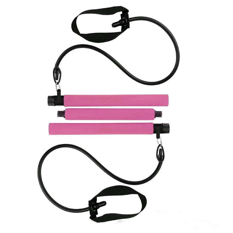 

Portable adjustable pilates bar kit with 3 section, Black,pink,purple,blue