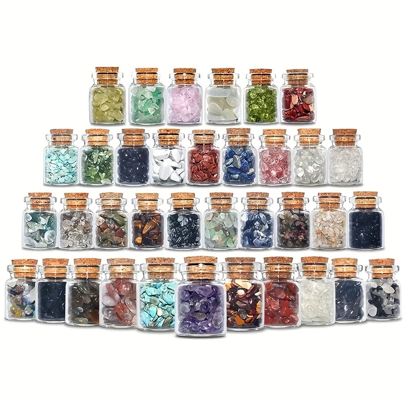 

Wholesale Natural Crystal Gravels Wishing Bottle GemGlass Bottle Crystal chips Gift Magic meditation gem Decoration