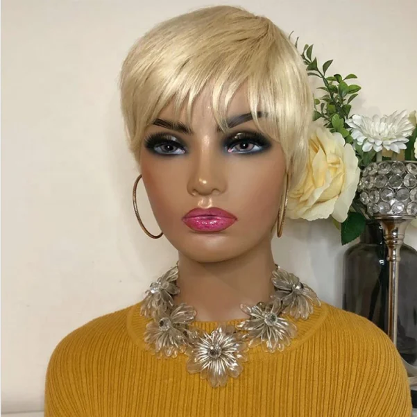 

Alisa 613# Blonde Virgin Peruvian Human Hair Wigs Pixie Cut Lace Front Wigs On Promotion