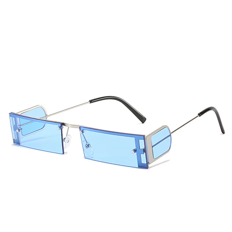 

2021 new brand design metal rectangle small frame eyeglasses unisex custom logo vintage wholesale punk sunglasses