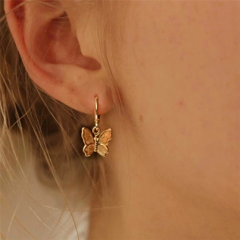 

Gold Color Planted Clip On Butterfly Earrings For Women