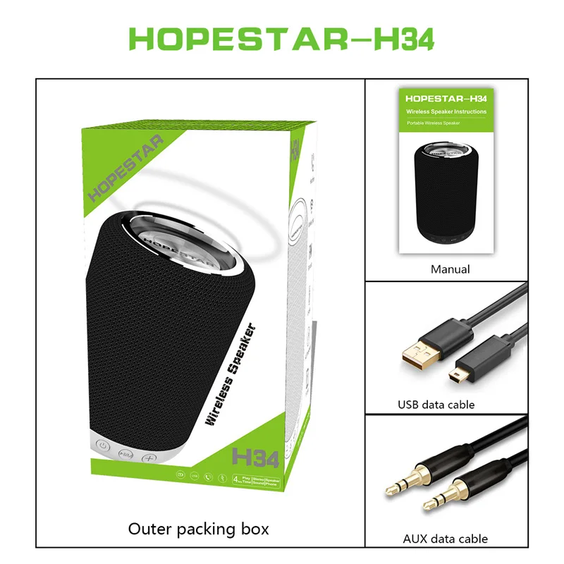 Hopestar H34 Mini Bluetooth Speaker Portable Wireless Waterproof Handfree Hifi Stereo Bass Player Power Bank Support Usb Tf Fm - ANKUX.COM