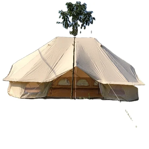 

safari tent luxury canvas glamping canvas tent with stove jack, Beige