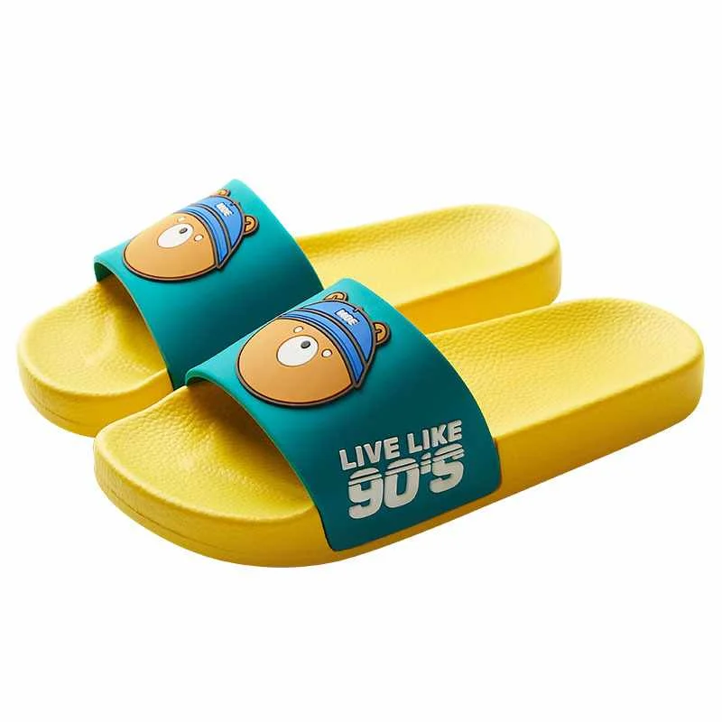 

2021 new children's slipperscartoon cute little bearchildren's indoor and outdoor slippers, Dark blue, yellow
