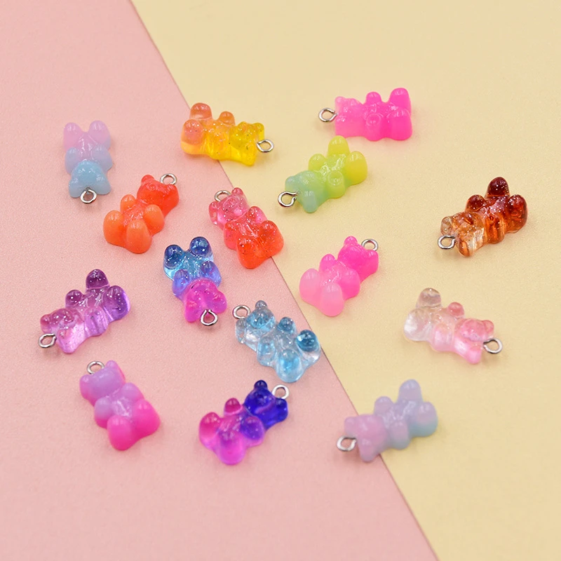 

Resin Bear Animal Colorful Gummy Jewelry Making Accessories, Yellow,pink,clear,white,black,purple,blue,red