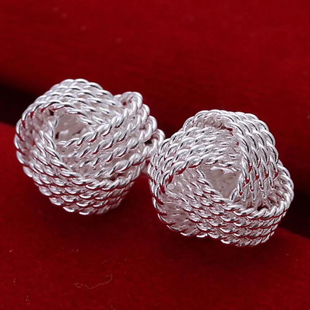 

New jewelry arrivals fashion elegant soft winding ball stud earrings for women wedding engagement trendy silver plated earring, Gold silver