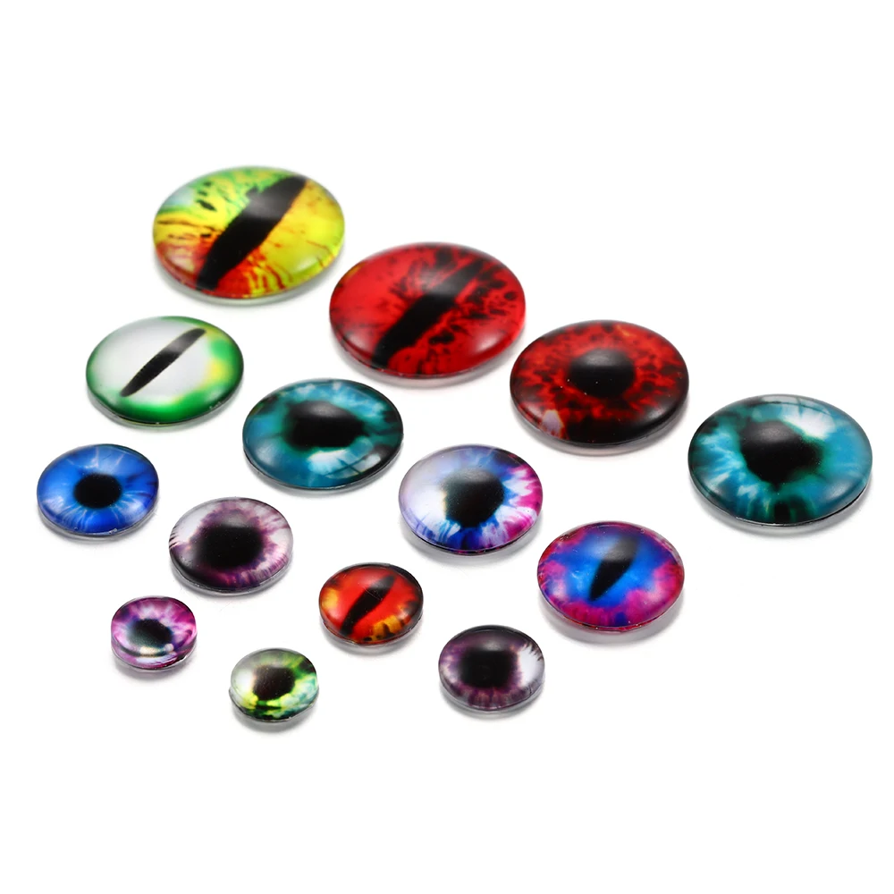 

8mm-20mm Diy Craft Creative Accessories Evil Heart Necklace Glass Photo Cabochon Jewelry Findings Dragon Eye Pendant, As picture