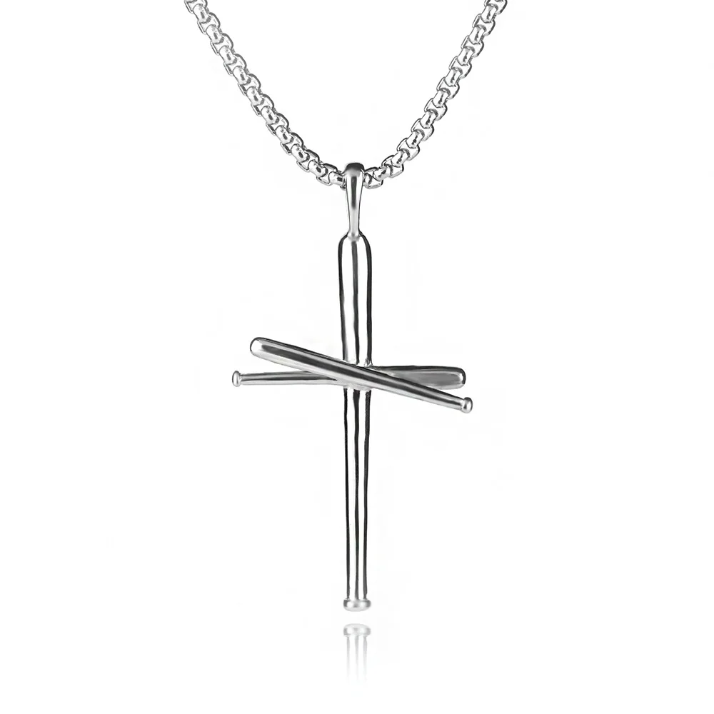 

Punk jewelry personality nail cross stainless steel necklace men and women popular rivet nail steel nail couple pendant hip hop
