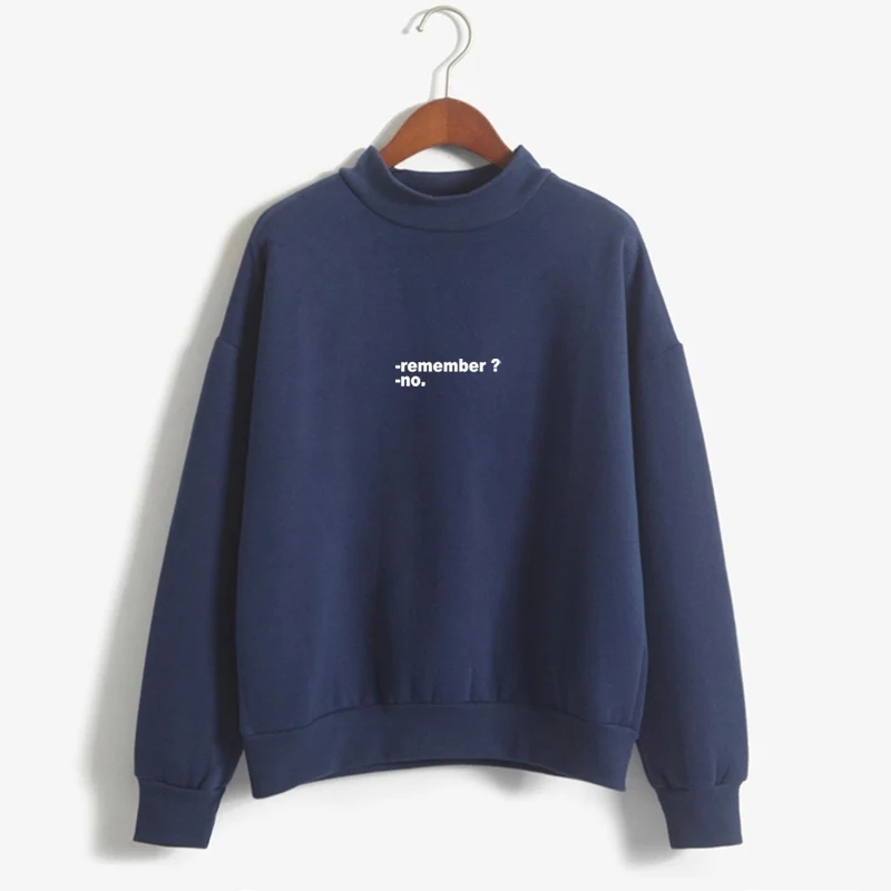 

Sudaderas Mujer Hoodies Women Remember No Letters Printed Pastel Colors Sweatshirt Moletom Feminino Turtle Neck Pullover